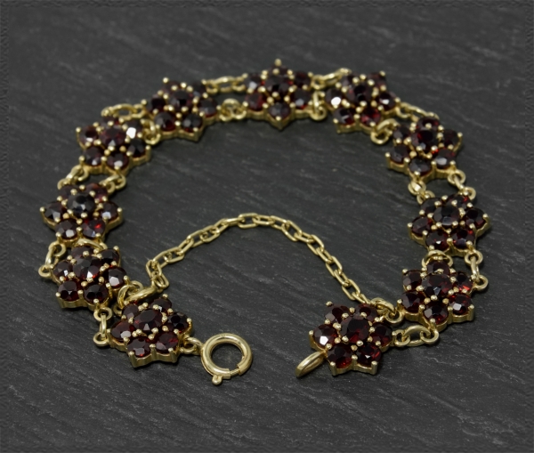 20ct Granat Damen Gold Armband, Antik um 1930